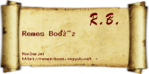 Remes Boáz névjegykártya